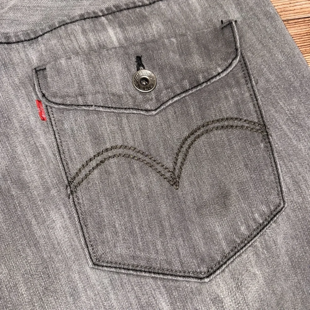 Y2K Levi 514 Pants Mens 36x30 Gray Fade Jeans Denim Flap Pockets Slim Straight